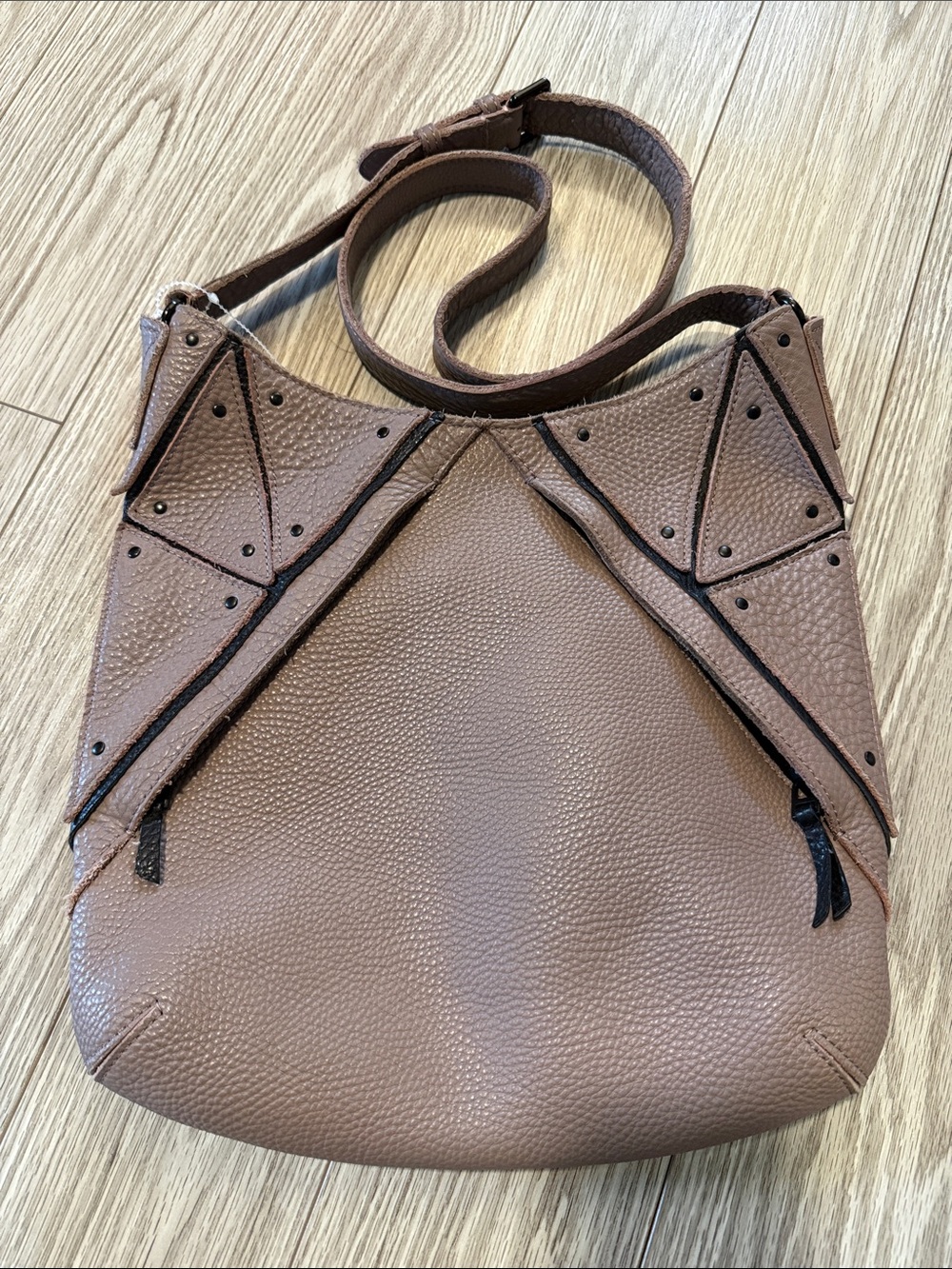 Christopher Kon Taupe Leather Crossbody Bag